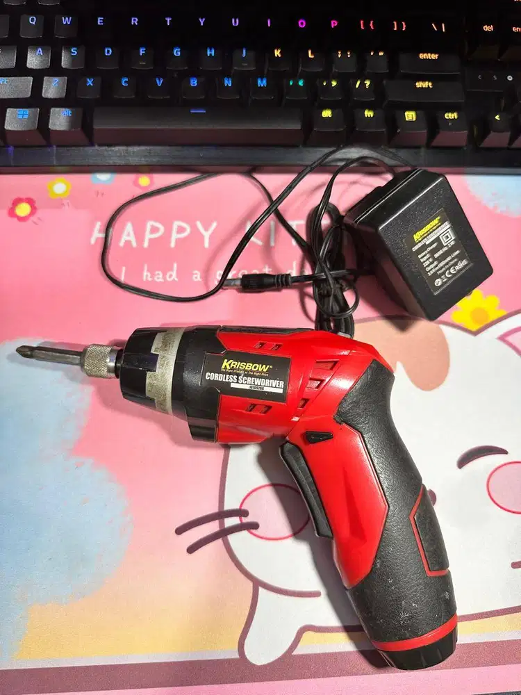 OBENG KRISBOW CORDLESS SCREWDRIVER 3.6V LAMPU SENTER BEKAS NORMAL