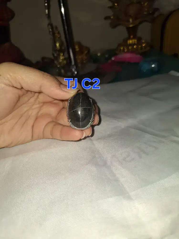 Batu cincin tapak jalak 
Hitam garis perak 
TJ c2 Ring perak alpaca 
B
