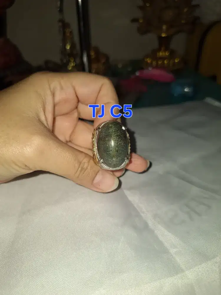 Batu cincin tapak jalak 
Hitam garis perak 
TJ c5 Ring perak alpaca 
B