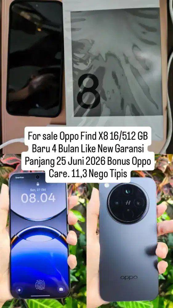 Oppo Find X8 16/512 Baru 4 Bulan Like New Garansi Panjang 25 Juni 2026