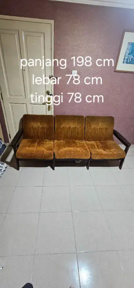 Sofa kaki kayu 3 seater