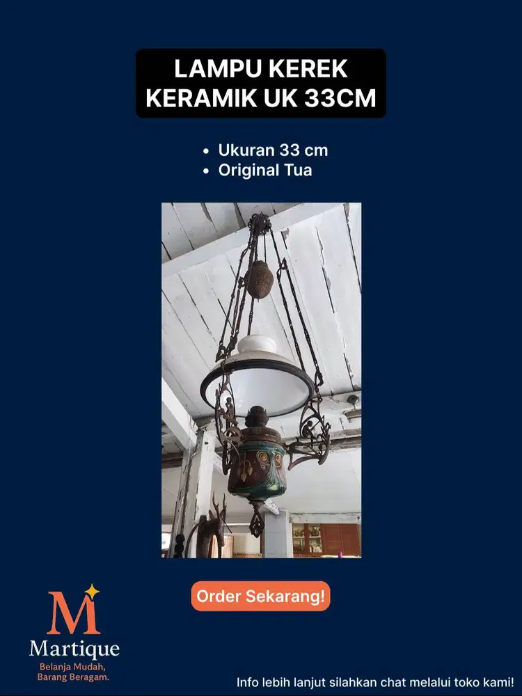 LAMPU KEREK KERAMIK 33CM, ORIGINAL TUA