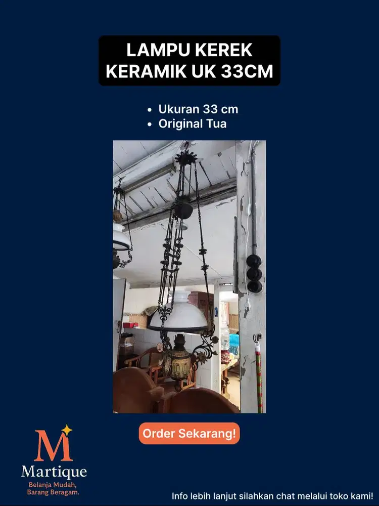 LAMPU KEREK KERAMIK 33CM, ORIGINAL TUA