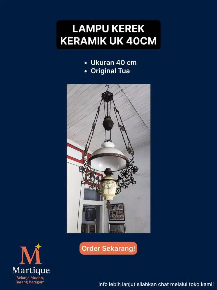 LAMPU KEREK KERAMIK UKURAN 40 CM, ORIGINAL TUA