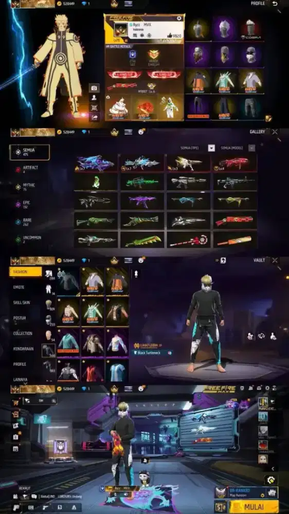 Dijual akun free fire aman dan terpercaya