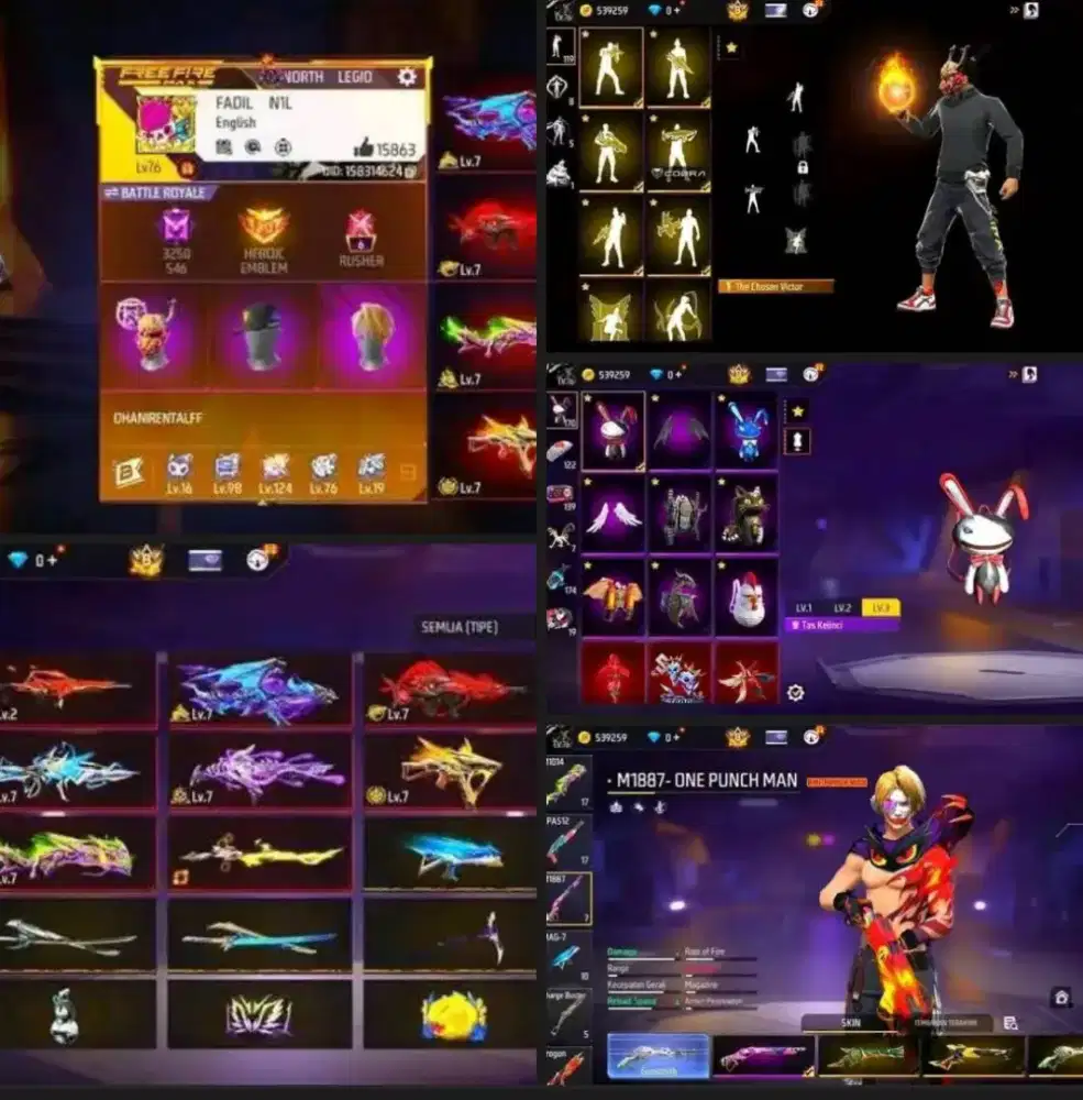 Dijual akun free fire terpercaya