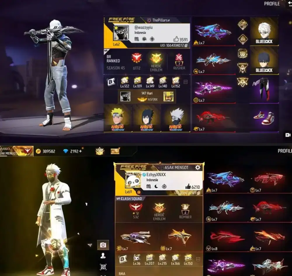 Akun sultan free fire terlaris