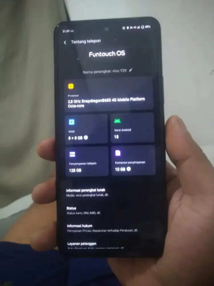 vivo y29 ram 8/128 gb mulus nmbe 1 bln pake