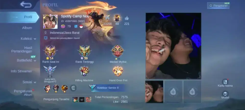 Akun mobile legends mythic polosan