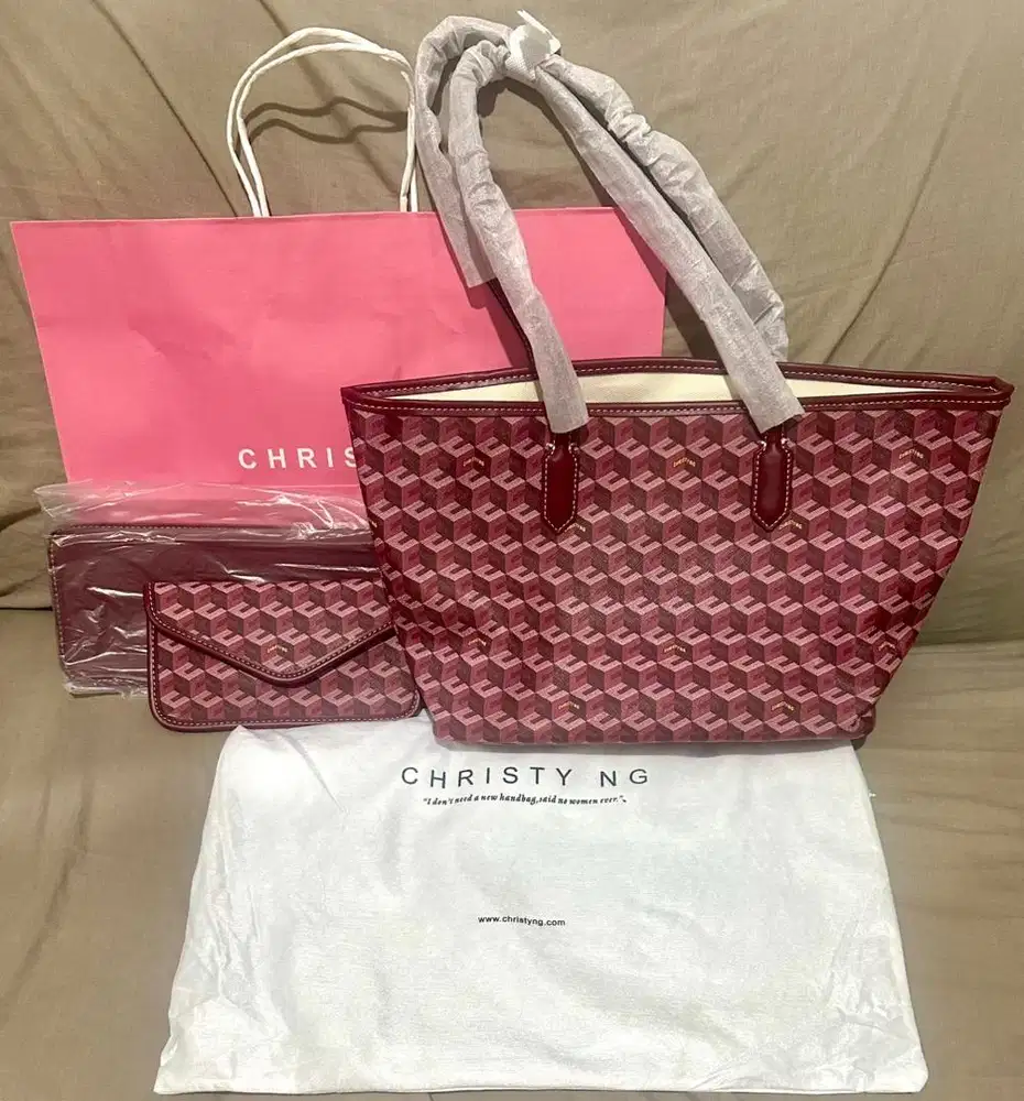 JUAL CEPAT FREE ONGKIR – Christy Ng Russo Medium Maroon (100% Baru)