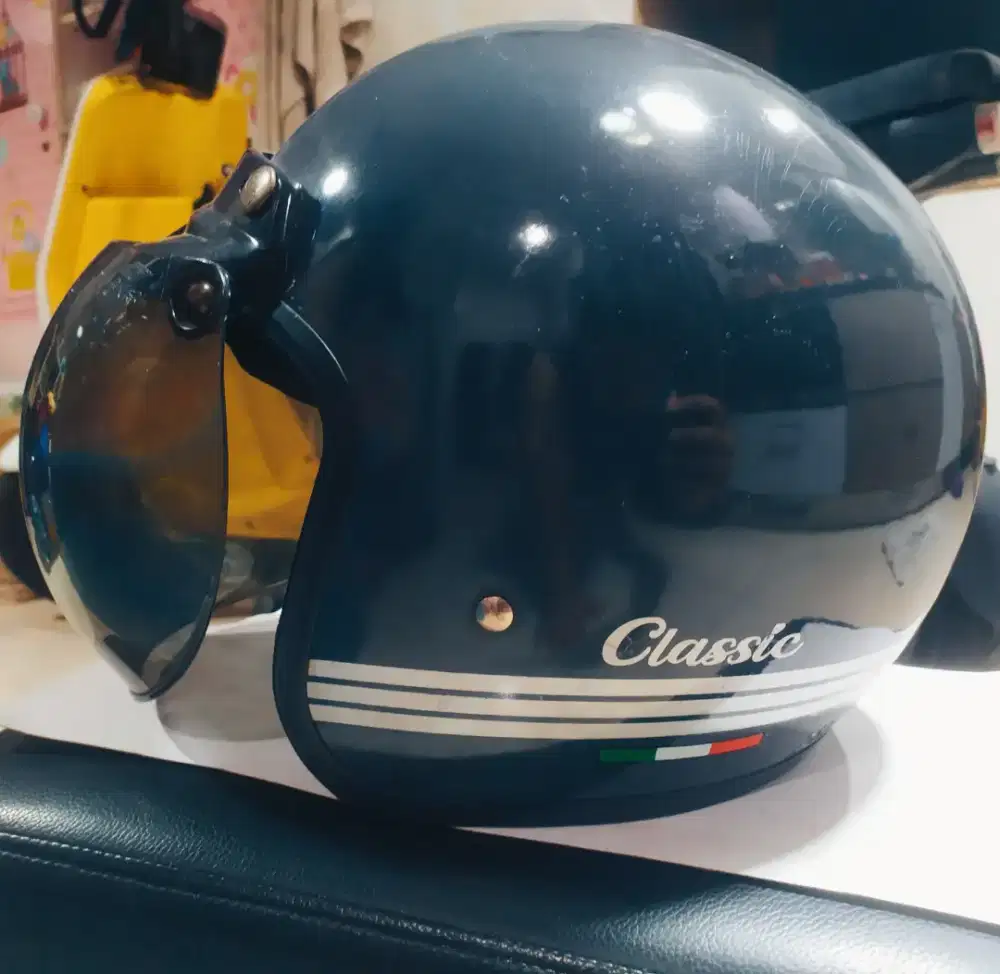 Jual helm classic Italian retro grey glossy muluss cakepp