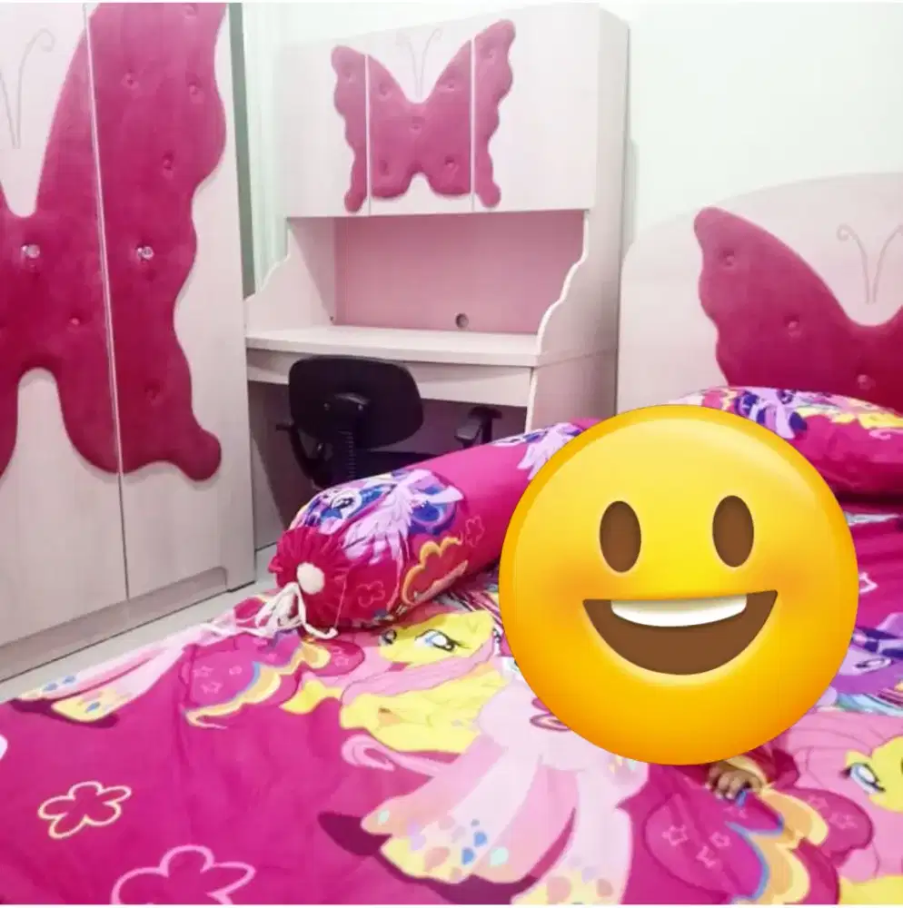 Set kamar anak dipan, kasur, meja belajar, lemari