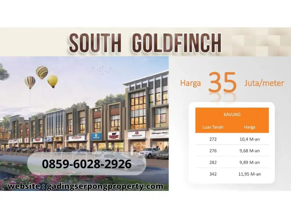 kawasan Summarecon Serpong sekarang lebih mudah! Dengan harga Kavling Gold finch spesial mulai 35 Jutaan