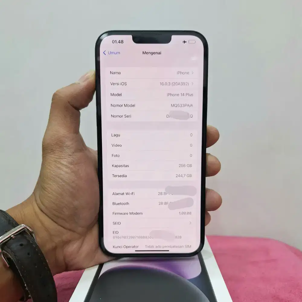 iPhone 14 Plus 256gb iBox fullset ori free adapter