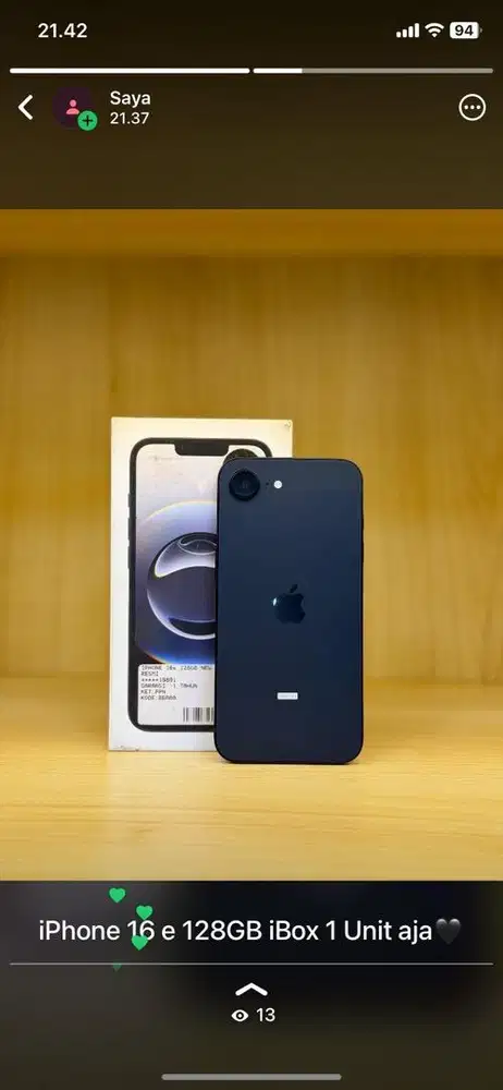 iPhone 16 e 128GB New iBox