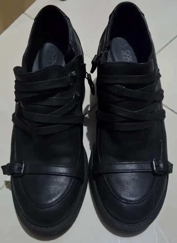 Jual sepatu /boots GEOK original leather hitam
