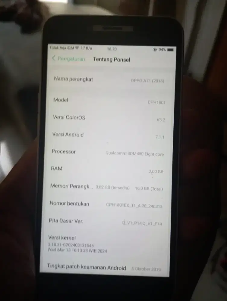 Oppo a71 mulus semua lancar 2/16 semua masih fungsi