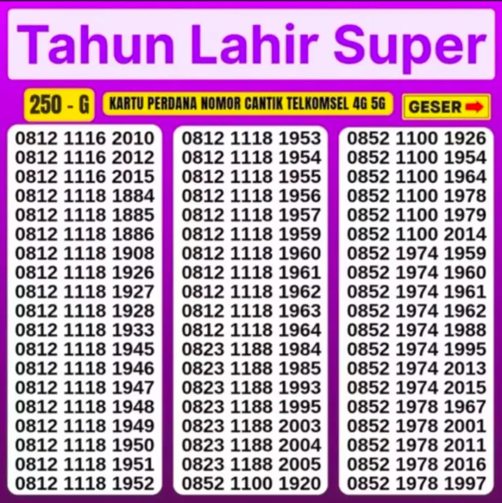 Cek Nomor Cantik Telkomsel Simpati 3G 4G 5G Kartu Perdana Tel