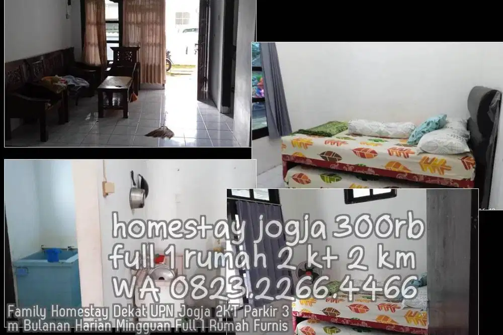 Family Homestay Dekat UPN Jogja 2KT Parkir 3 m Bulanan Harian Mingguan