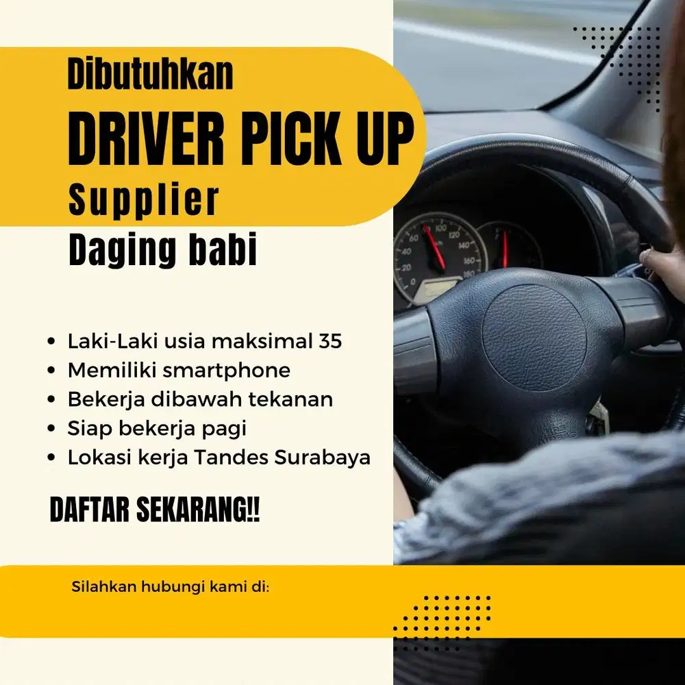 Sopir serabutan, gaji 100 ribu per hari. Di ambil mingguan