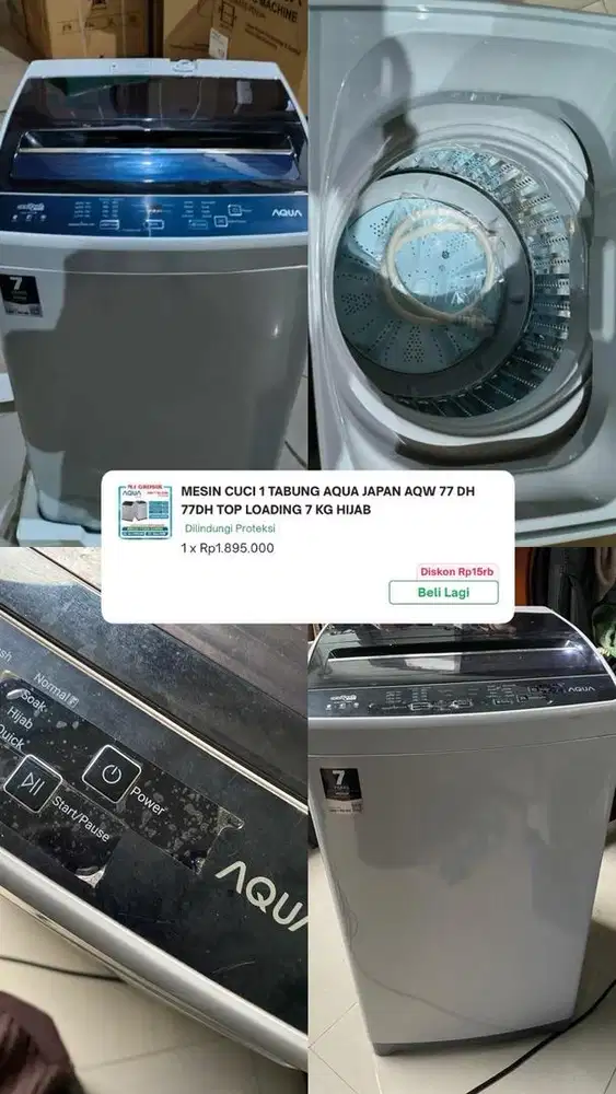 Mesin Cuci 1 Tabung Aqua Japan AQW 77DH 7Kg