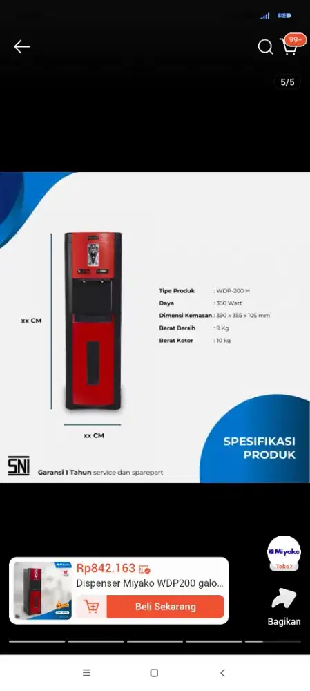 Dispenser galon bawah Miyako