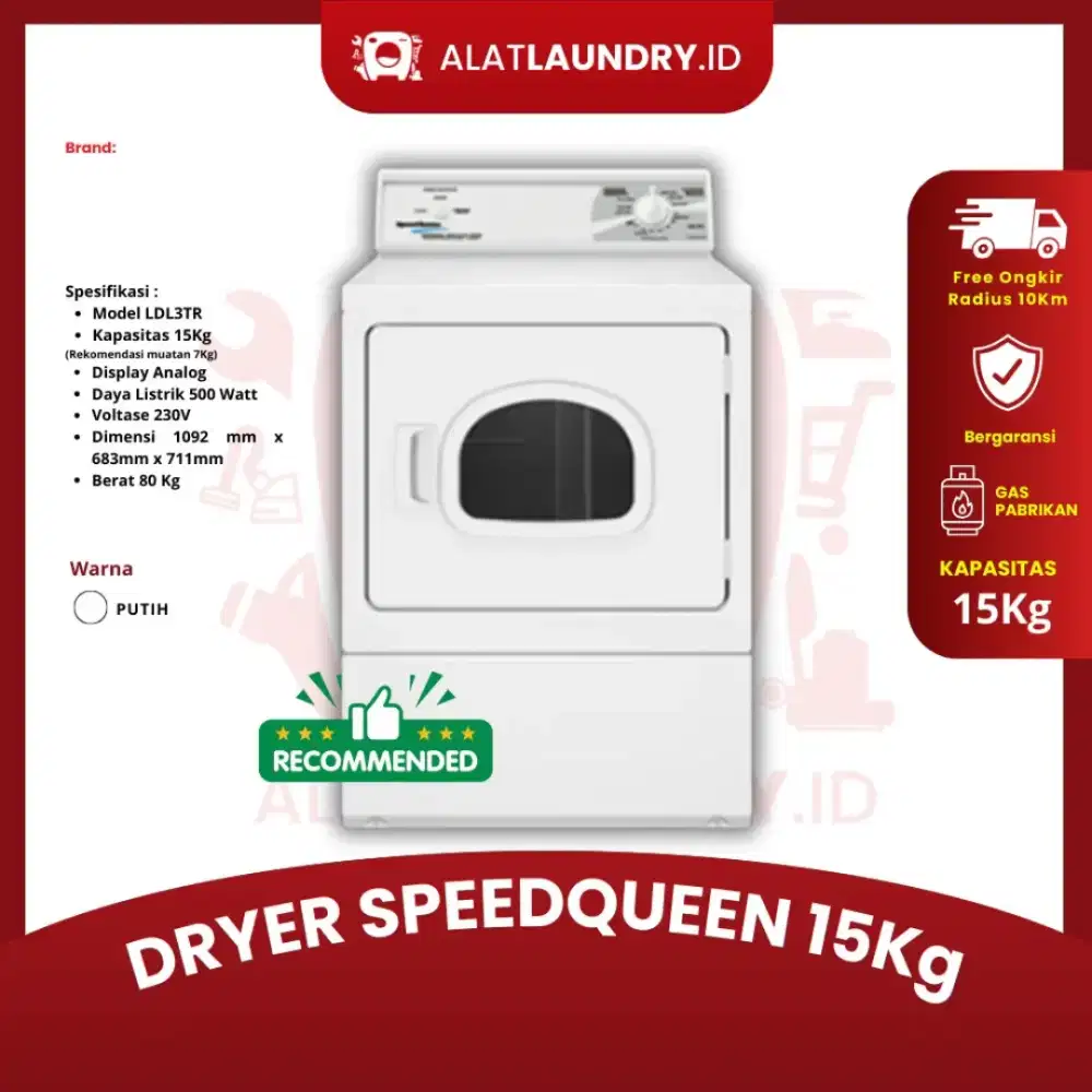 SPEEDQUEEN Dryer 15 Kg (Heavy Duty) - GAS PABRIKAN, Bergaransi Resmi