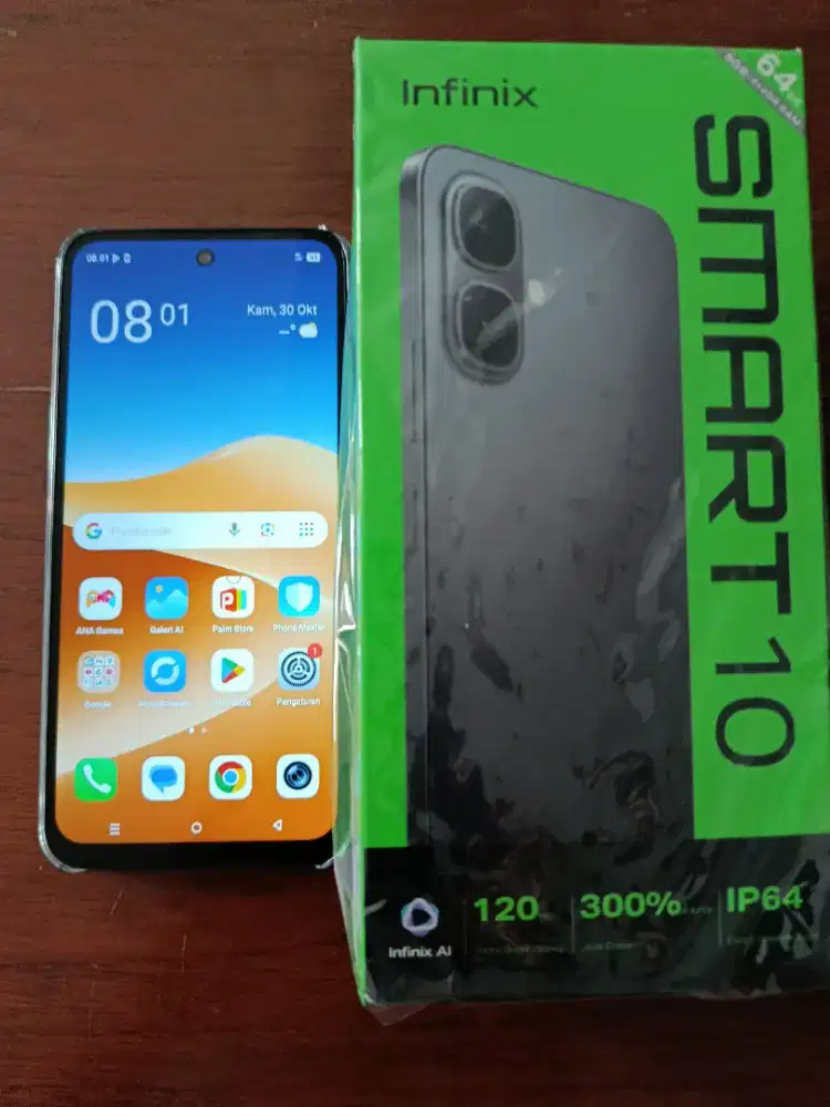 HP merk infinix smart 10 black 8/64 lengkap like new