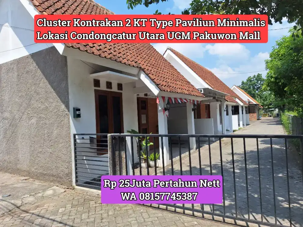 KONTRAKAN MINIMALIS 2KT CONDONGCATUR UTARA UGM PAKUWON MALL 25JT NETT