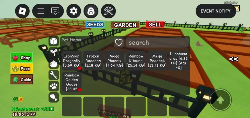 Akun roblox grow a garden