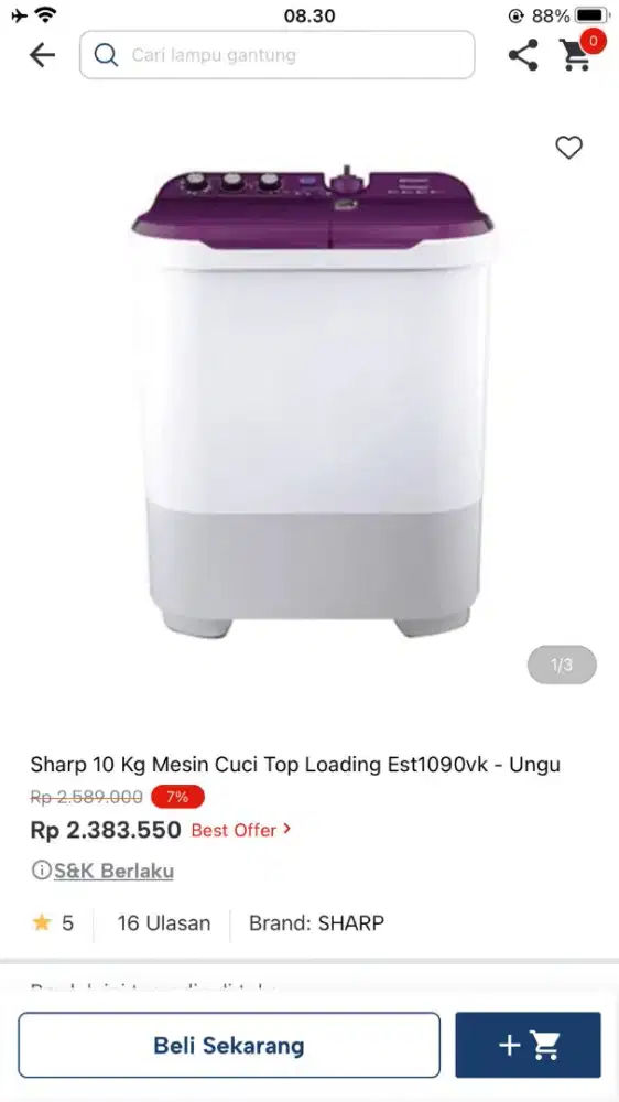 Mesin cuci sharp 10 kg