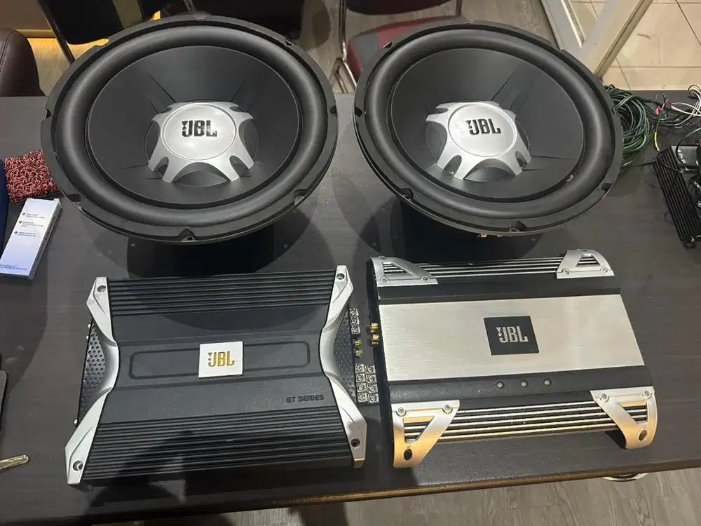 1 set audio JBL subwoofer, monoblock, amplifier, bonus box