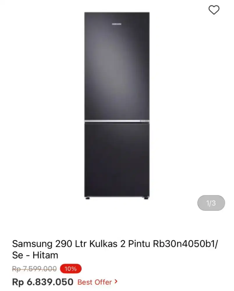 KULKAS SAMSUNG 2 PINTU RB30N4050B1 290LTR