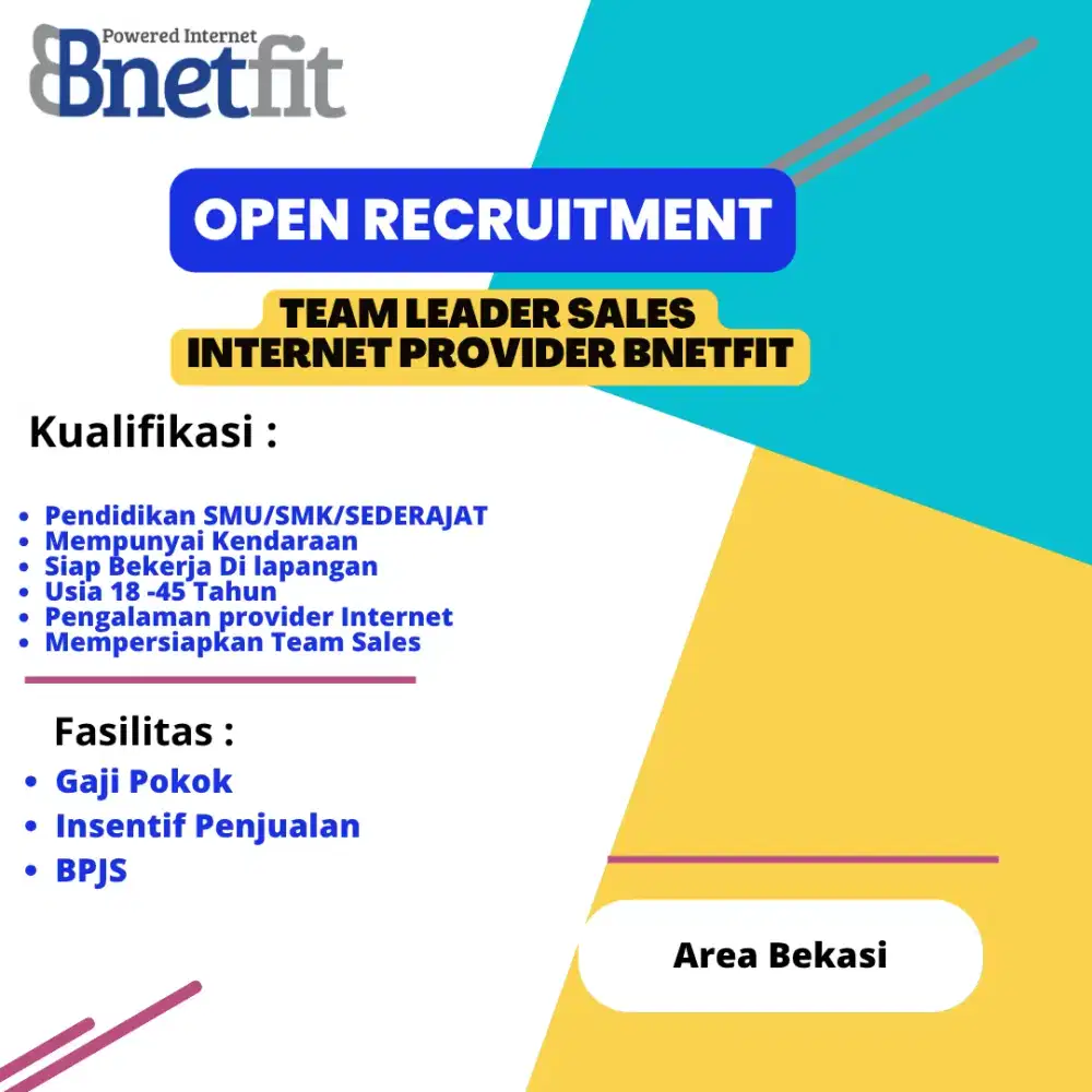 Dibutuhkan Team Leader Sales Internet Provider