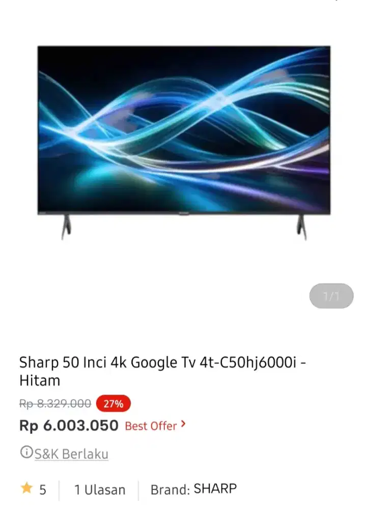 Sharp led google tv 55 inci