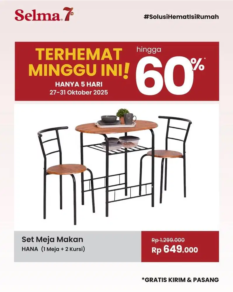 Meja makan set 2 kursi