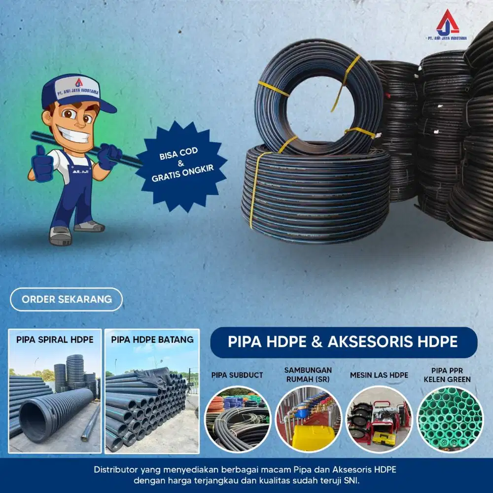 MENJUAL PIPA HDPE , SPIRAL + FITTING + MESIN LAS, DLL