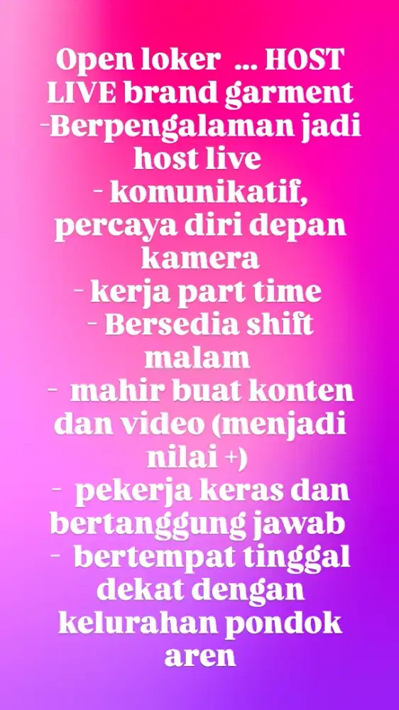 Host live streaming pakaian garment