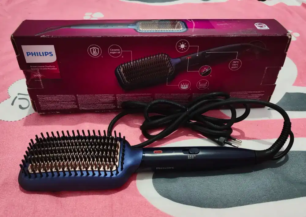 Philips Heated Straightening Brush BHH885/00 Pelurus Rambut Natural
