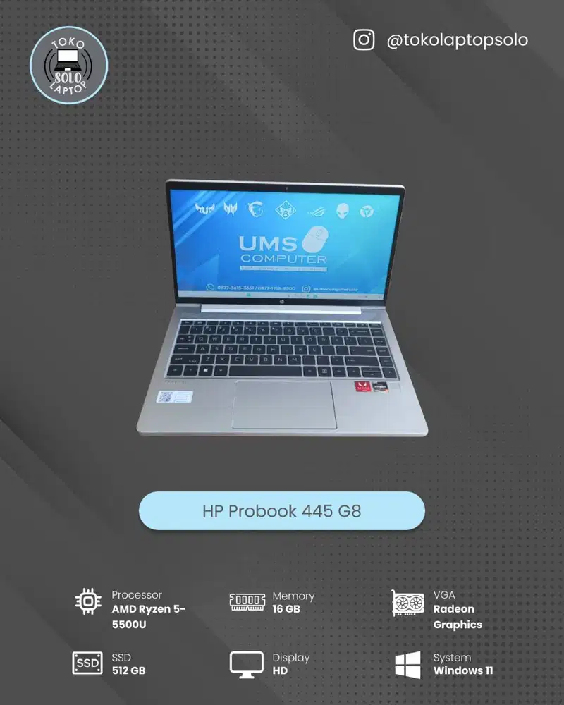 HP ProBook 445 G8 AMD Ryzen 5-5500U RAM 16GB SSD 512GB