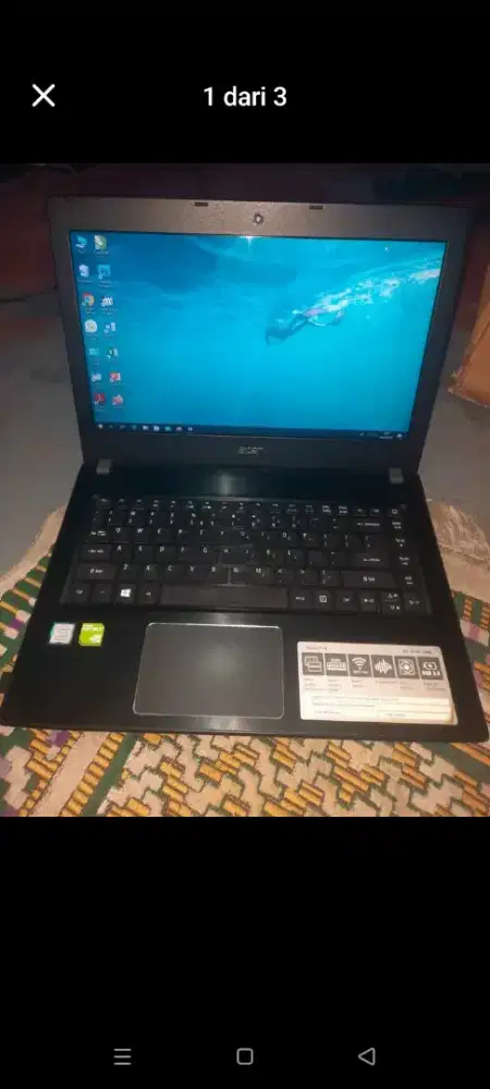 Laptop Acer Core i5 8250 Design/Game/Vga 2Gb ddr5/SSD 256Gb/Mulus