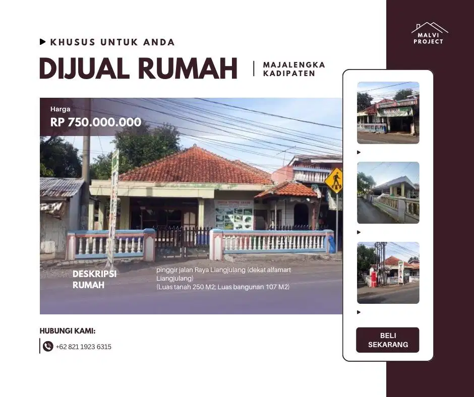 DIJUAL RUMAH STRATEGIS DI PINGGIR JALAN RAYA LIANGJULANG – MAJALENGKA