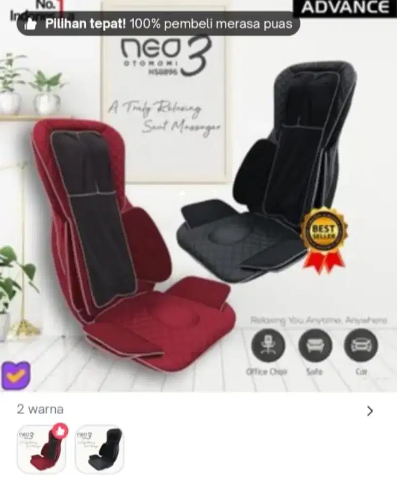 Kursi Pijat Fleksibel bisa di Rumah & Mobil