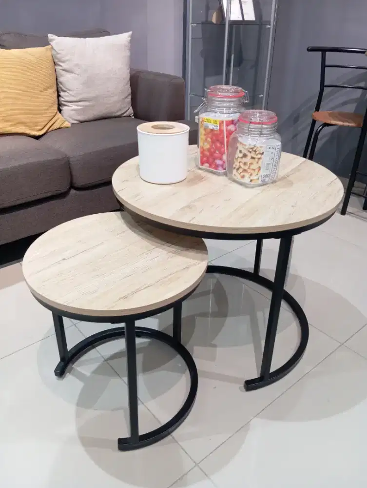 Ready stok baru set meja tamu bulat (warna coklat, putih, hitam)