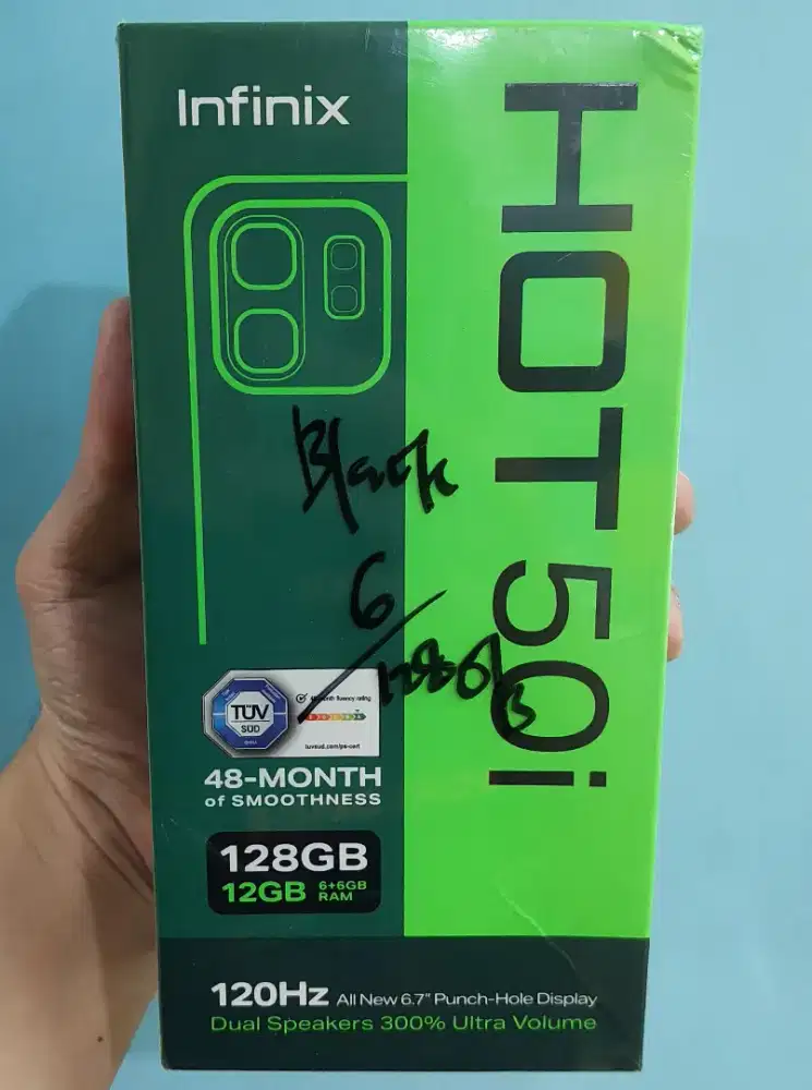 Infinix Hot 50i 6GB+128GBGB Black BNIB Garansi Resmi Indonesia
