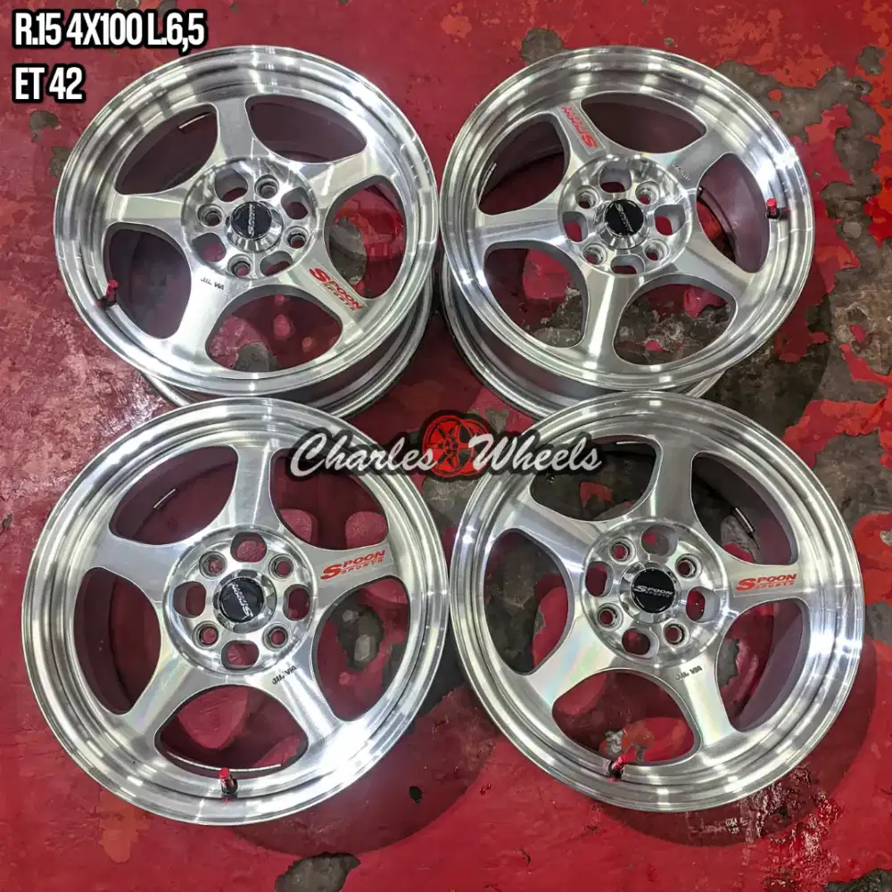 Jual velg spoons r15 4x100 polis brio agya ayla sigra dll