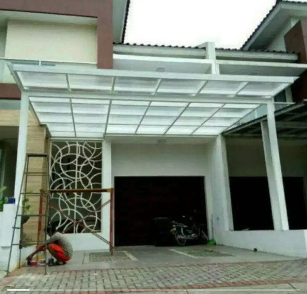 Kanopi kaca tempered 5 mili holo Galpanis