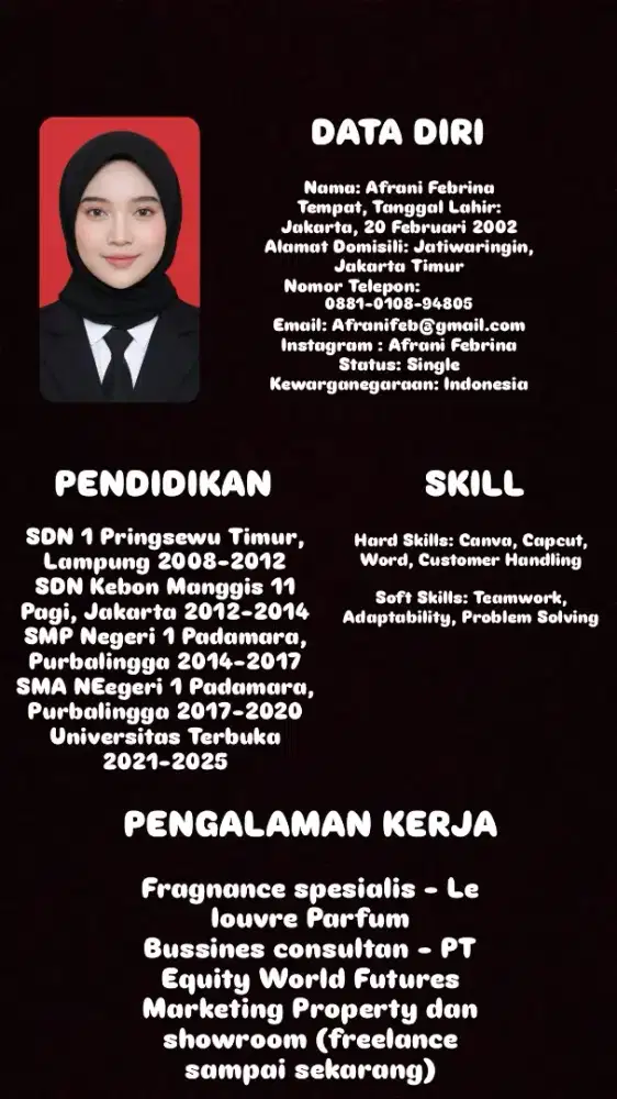 Siap kerja, fast learner looking for new opportunities