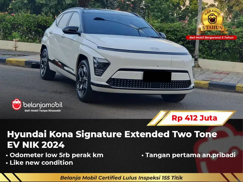 [ GARANSI 5TH ] Hyundai Kona Signature Extended Two Tone EV 2024/2025