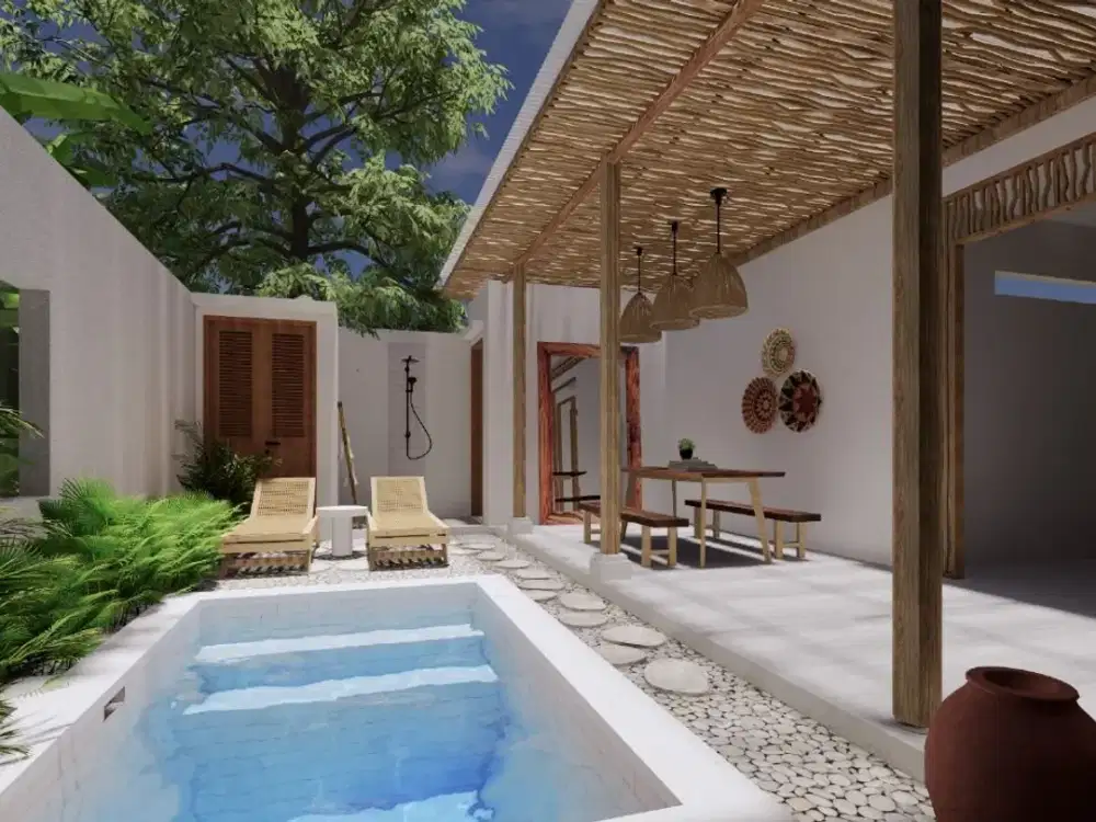 Villa 1-Kamar Tidur dengan Desain Tropis Modern di Nyanyi